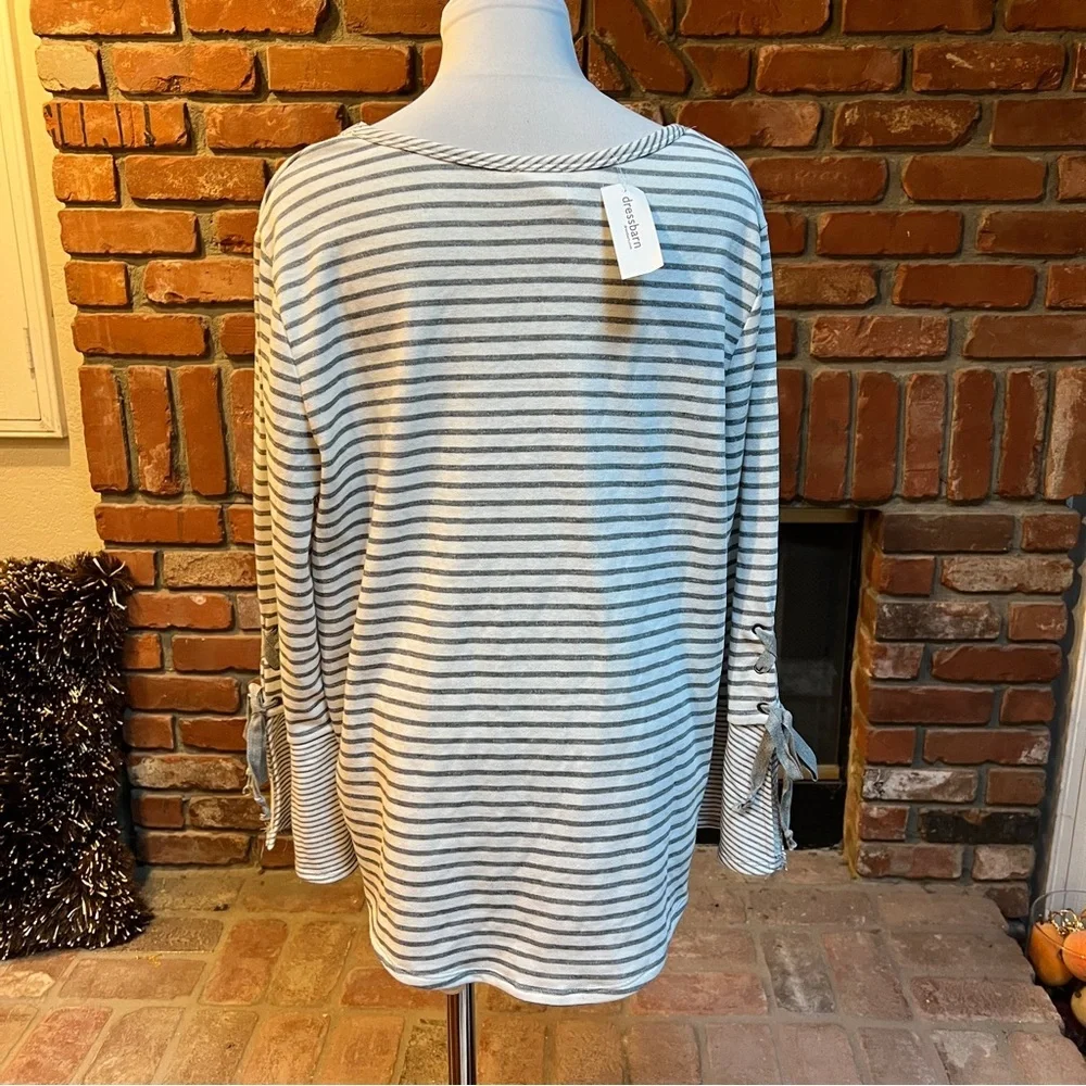 Dressbarn Sunday Womens Top 2X White Gray Blend Sweater Blouse NWT - Picture 6 of 11